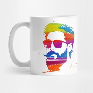 Rainbow paint splat bearded guy Mug